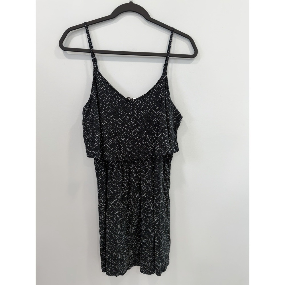 H&M Divided Polka Dot Sleeveless Dress Size 12 Navy Blue Ruffle Popover Mini